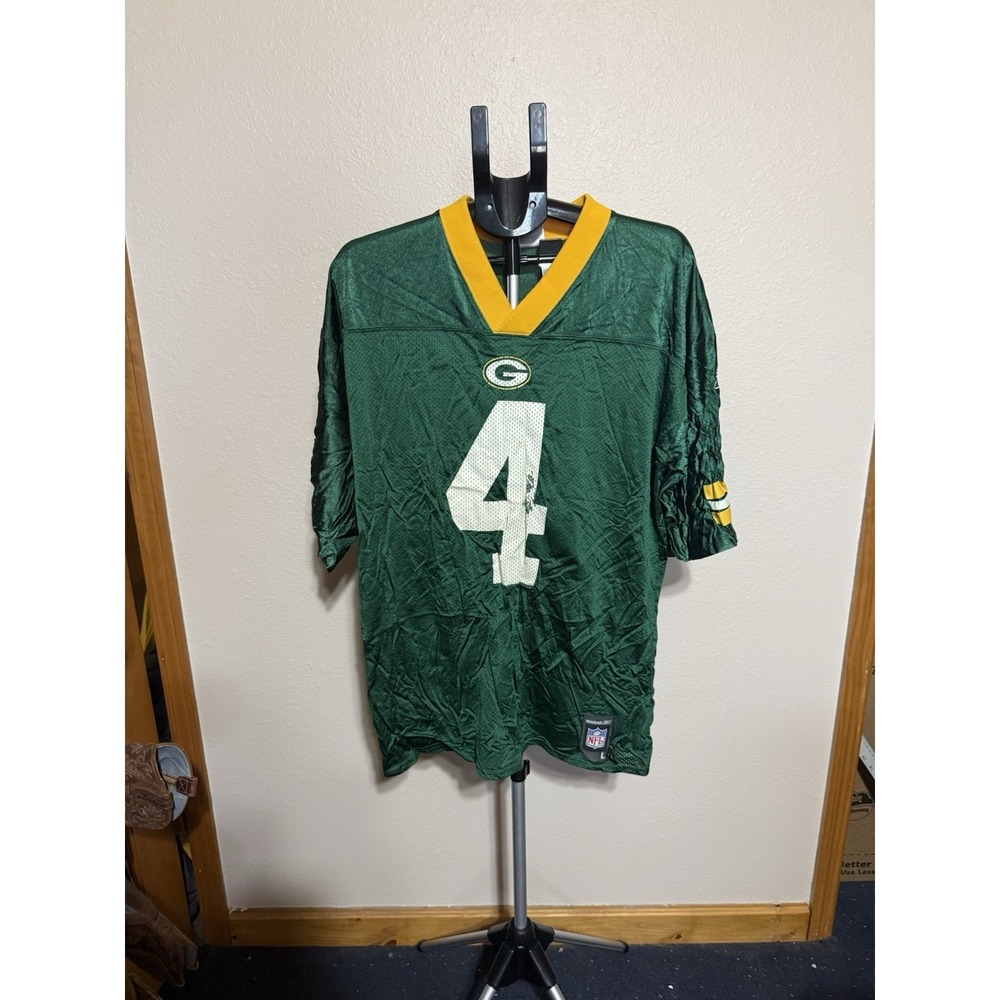 Vintage GREEN BAY PACKERS Brett FAVRE #4 Green NFL Football Jersey REEBOK Size L